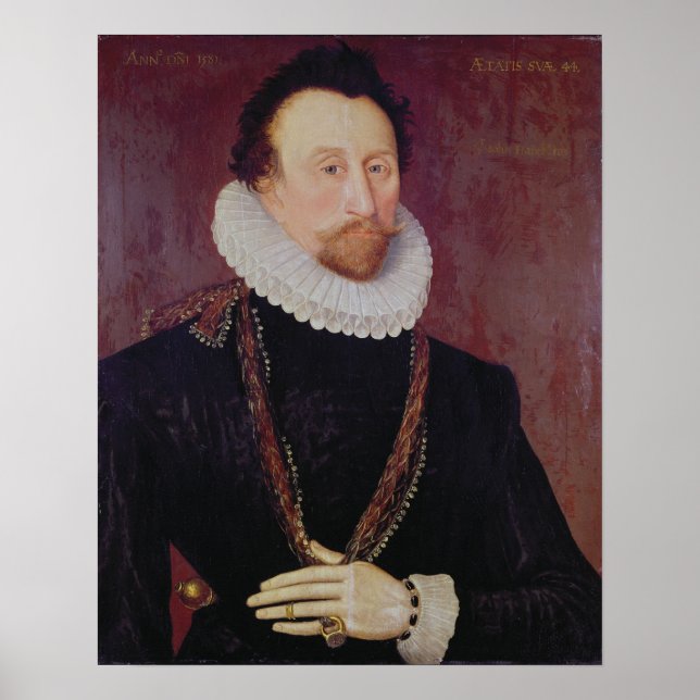 Poster Portrait de sir John Hawkins 1581 (Devant)