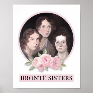 Poster Portrait de soeurs Bronte avec roses roses roses