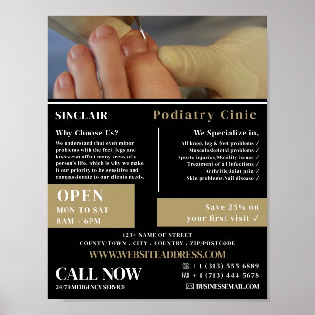 Poster Portrait de soins des ongles, Clinique de podiatri (Devant)