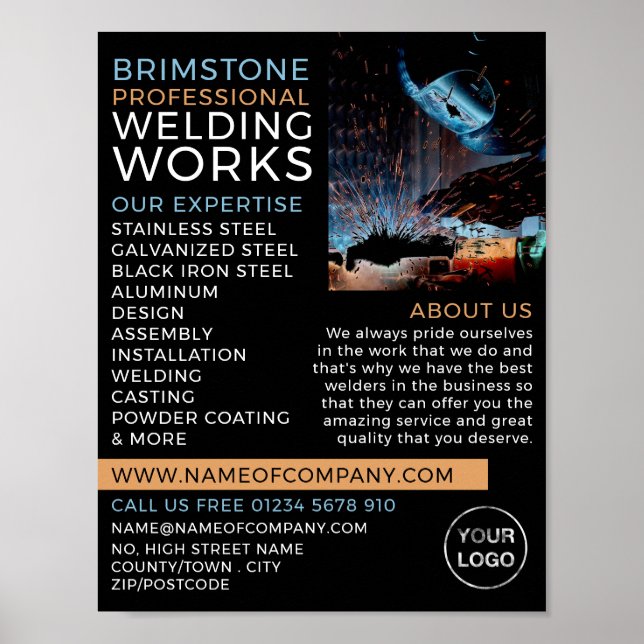 Poster Portrait de soudeur, Travailleur en métal, Publici (Devant)