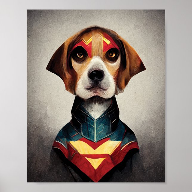 Poster Portrait de Superhero Dog | (Devant)