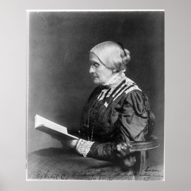 Poster Portrait de Susan B. Anthony Lire un livre (Devant)