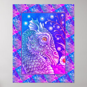 POSTER PORTRAIT DE TÊTE DE DRAGON MÉDIÉVAL, IMAGINAIRE SI