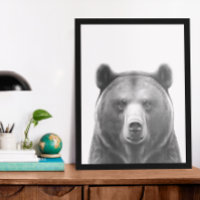 Portrait de tête d'ours noir blanc