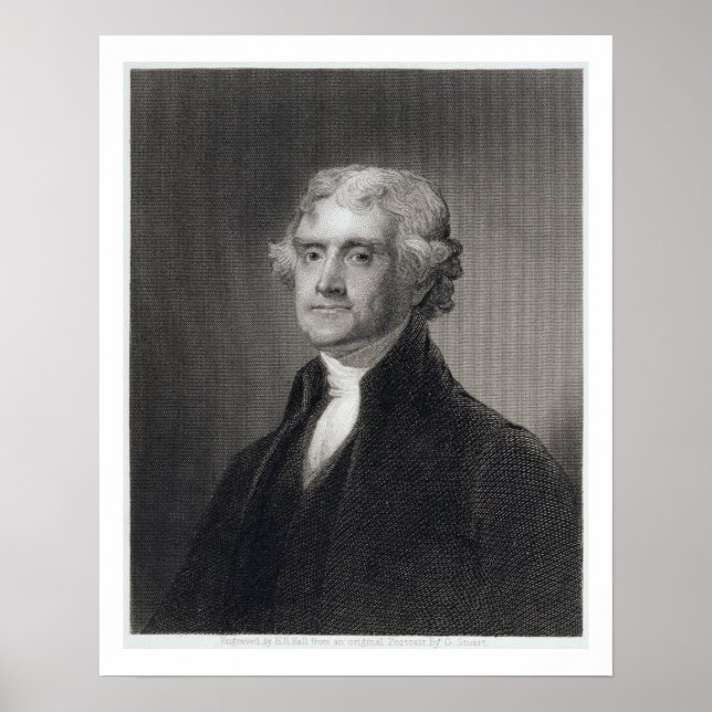 Poster Portrait de Thomas Jefferson, gravé par Henry Br (Devant)