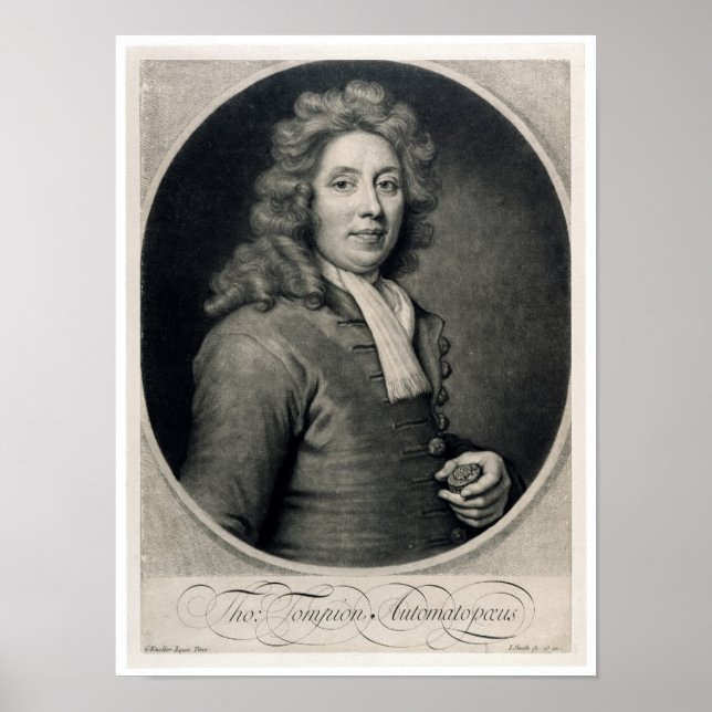 Poster Portrait de Thomas Tompion gravé par John (Devant)