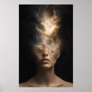 Poster Portrait de visage éthéré se dissolvant | Esprit s