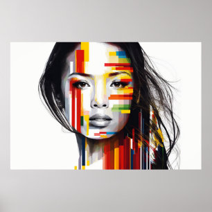 Poster Portrait des barres couleur visage de la femme vie