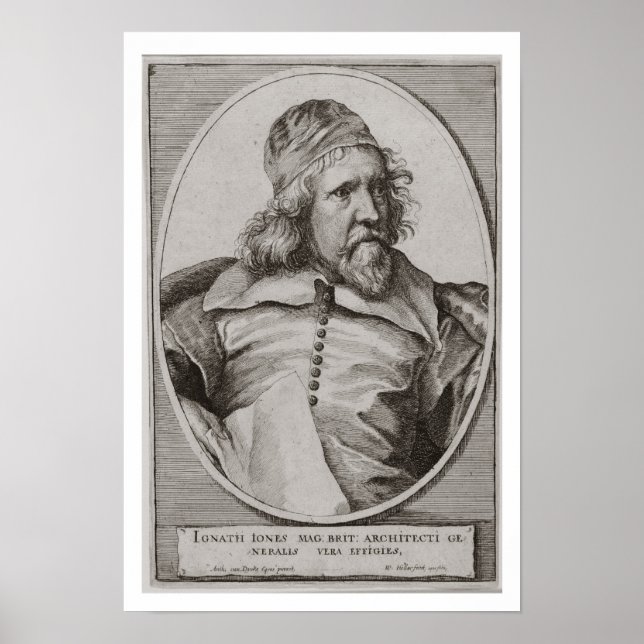 Poster Portrait d'Inigo Jones (1573-1652) gravé par We (Devant)