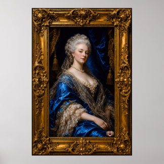 Poster Portrait doré de velours bleu d'Odette Morelle