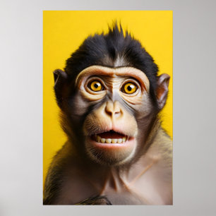 Poster Portrait drôle de singe