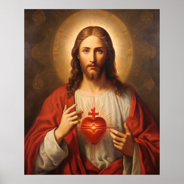 Poster Portrait du coeur de Jésus (Devant)