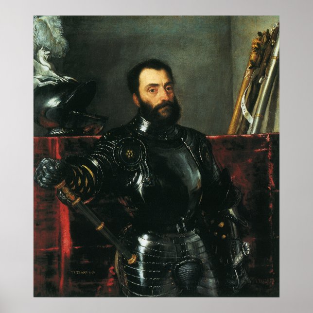 Poster Portrait du duc d'Urbino par Titien (Devant)