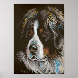 Poster Portrait du Pastel du Chien de Montagne bernois