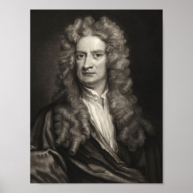 Poster portrait du scientifique sir Isaac Newton (Devant)