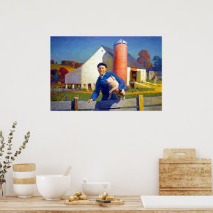 Poster Portrait d'un agriculteur NC Wyeth 1943