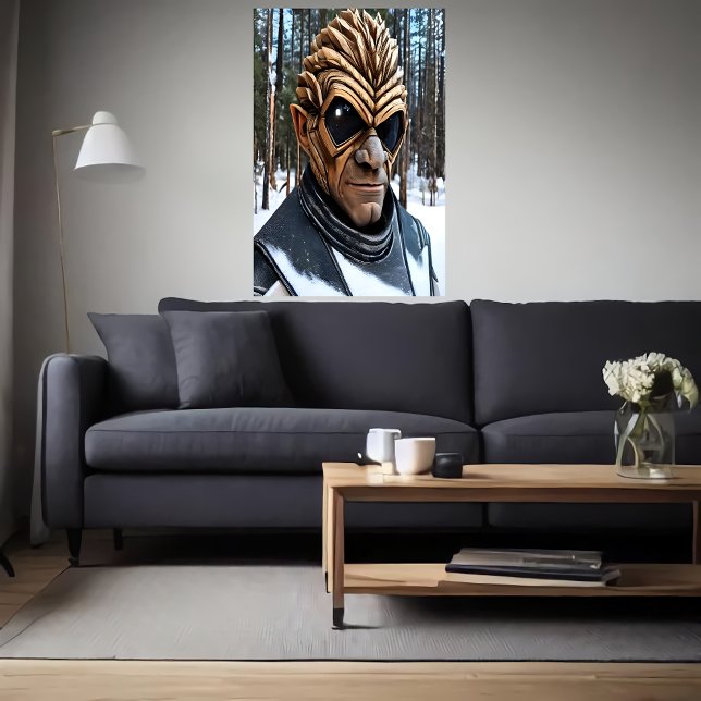 Poster Portrait d'un alien aux grands yeux noirs | Art AI (Créateur téléchargé)