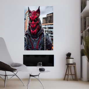 Poster Portrait d'un alien d'horreur rouge AI Art Poste