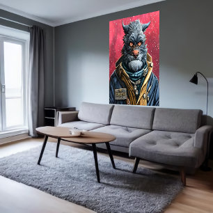 Poster Portrait d'un alien humanoïde furieux   AI Art Pos
