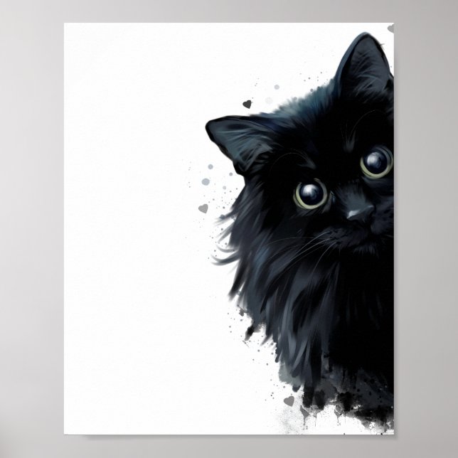 Poster Portrait d'un chat noir moelleux (Devant)