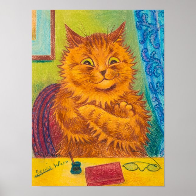 Poster Portrait d'un chat Orange littéraire de Louis Wain (Devant)