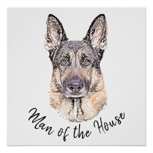 Poster Portrait d'un chien berger allemand Sketched Art