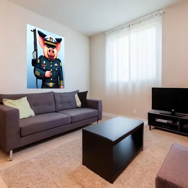 Poster Portrait d'un cochon en uniforme de police | Art A (Créateur téléchargé)