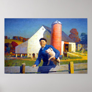 Poster Portrait d'un fermier NC Wyeth 1943