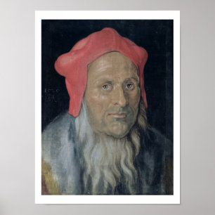 Poster Portrait d'un homme à poils dans un Casquette roug