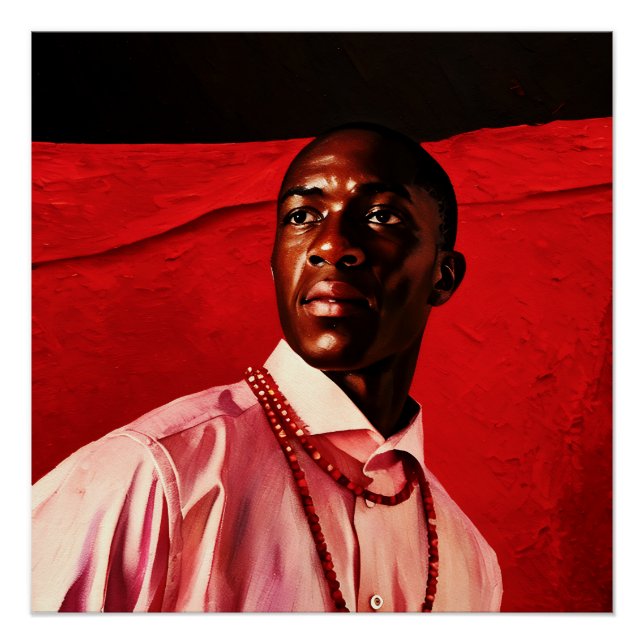 Poster Portrait d'un homme confiant en chemise rose avec  (Devant)