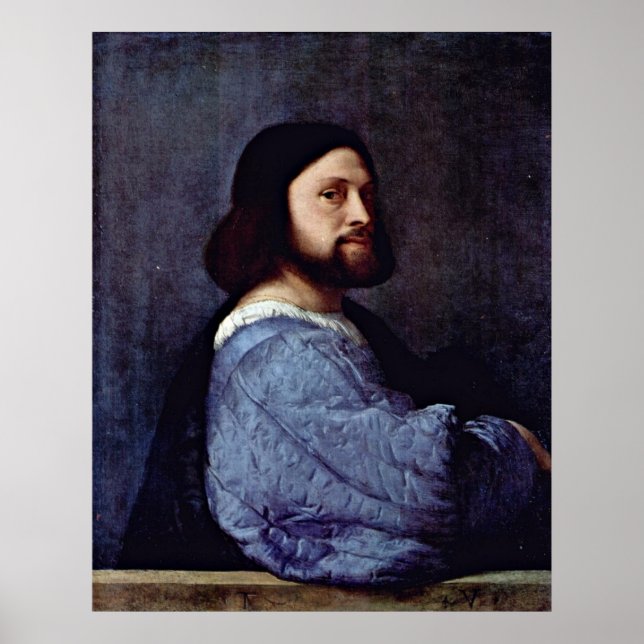 Poster Portrait d'un homme (L'Ariosto) par Tiziano Vecell (Devant)