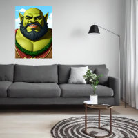 Portrait d'un hybride nain orque à barbe | Art AI