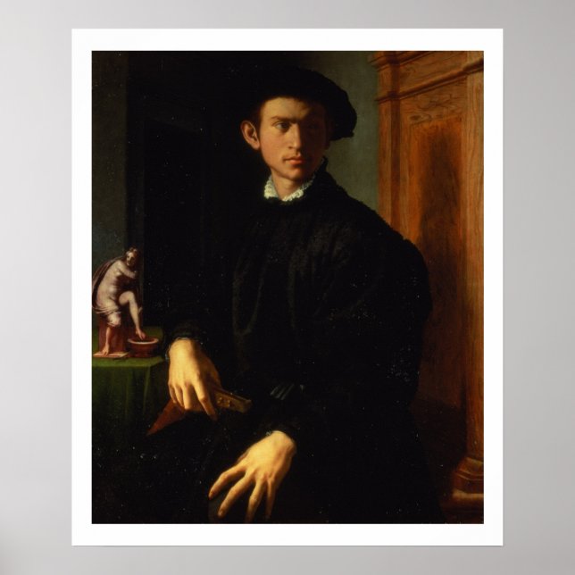 Poster Portrait d'un jeune homme, c.1532-40 (huile sur pa (Devant)