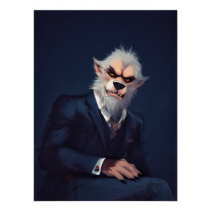 Poster Portrait d'un loup-garou en costume