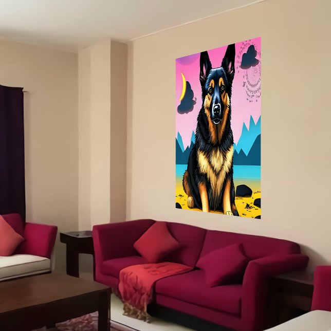 Poster Portrait d'un mignon berger allemand | Art AI (Créateur téléchargé)