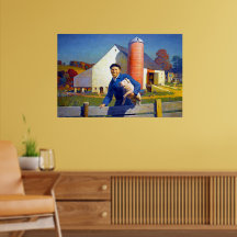 Portrait d'un paysan NC Wyeth 1943 Americana Art