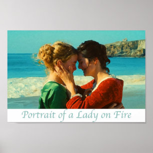 Poster Portrait d'une dame au feu peint