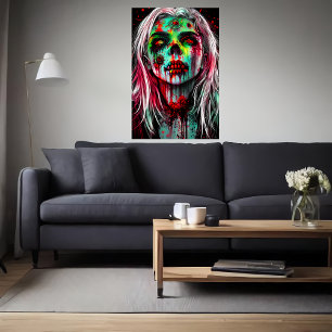 Poster Portrait d'une dame morte de zombie   Art AI