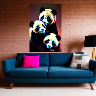 Poster Portrait d'une famille Panda Art AI