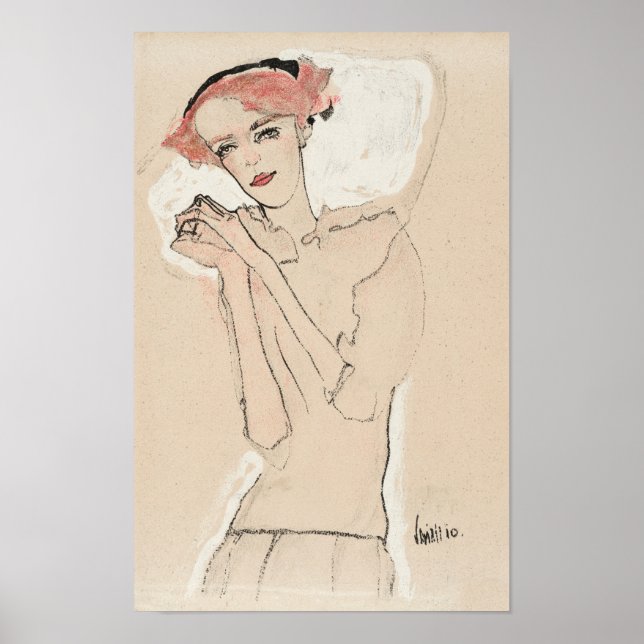 Poster Portrait d'une femme (1910) par Egon Schiele (Devant)