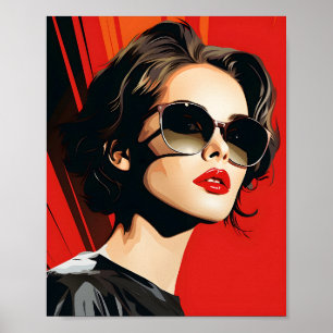 Poster Portrait D'Une Femme Cool Portant Des Lunettes
