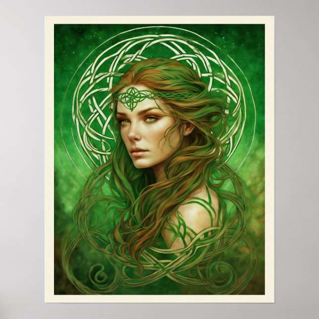 Poster Portrait d'une femme dans le noeud Celtique irland (Devant)