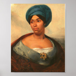 POSTER PORTRAIT D'UNE FEMME DANS UN TURBAN BLEU PAR DELAC