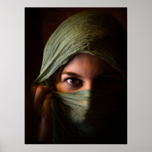 Poster Portrait d'une femme, Écharpe à tête verte, Mode