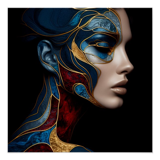 Poster Portrait D'Une Femme En Abstrait (Devant)