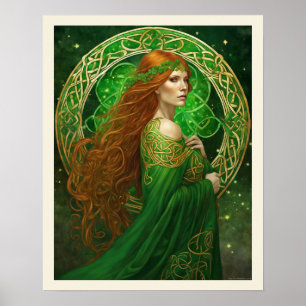 Poster Portrait d'une femme en Shamrock Vert & Or
