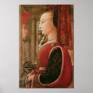 Poster Portrait d'une femme et d'un homme à un tissu pour