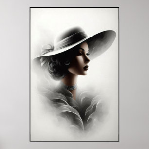 Poster Portrait d'une femme mystérieuse des années 1940