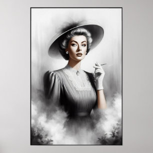Poster Portrait d'une femme mystérieuse des années 1940