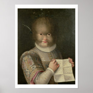 Poster Portrait d'une fille couverte dans les cheveux